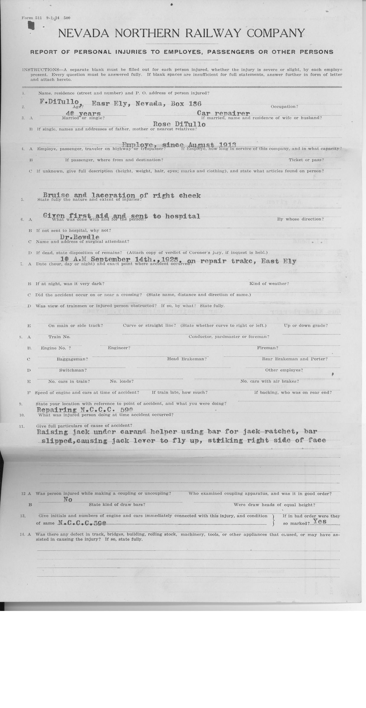 Filiberto diIullo - Accident Report